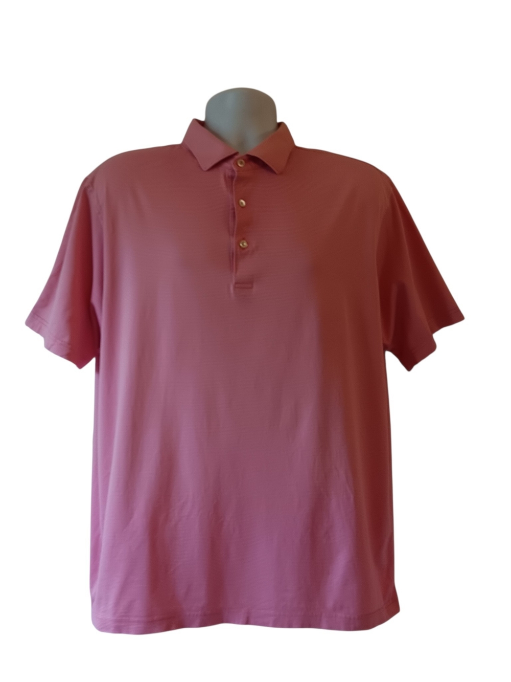 Peter Millar men's pink/white pinstripe short-sleeve golf polo shirt size L